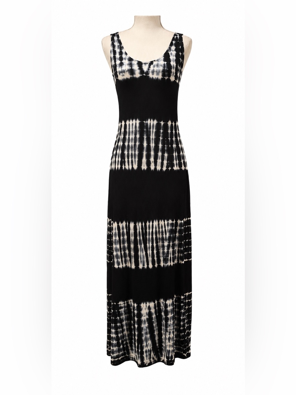 Maxi dress by Popular Basics black and white tie-dye.  Large
